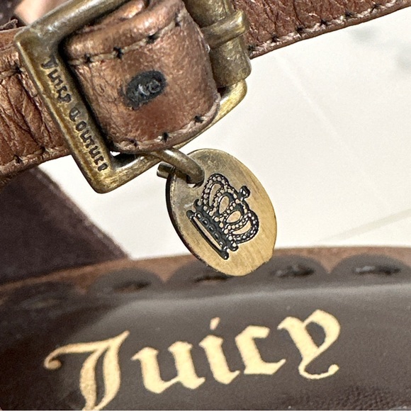 Juicy Couture Bronze Metallic Stiletto Heels 10 Textured Nappa Leather T-strap - Picture 10 of 13